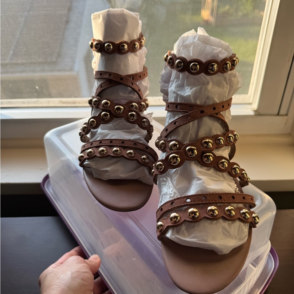 Sam Edelman Pale Mauve Toned Studded Tan Sandals